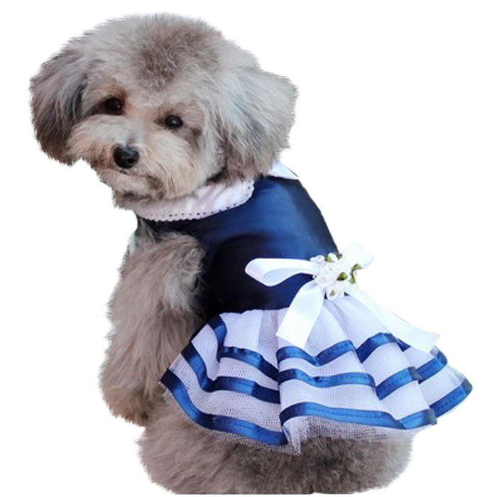 Free Ship!!!Super Beautiful Sweet Blue Dog Navy Wedding Dress Puppy