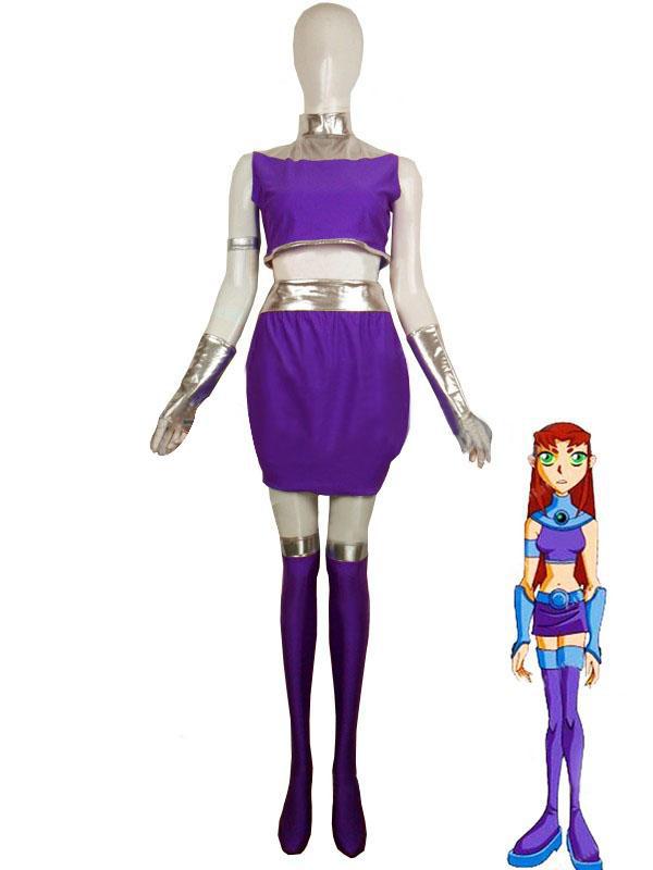 Silver Shiny Metallic and Purple Lycra Spandex Starfire Costume from Teen Titans Super Hero Zentai Bodysuit Silver Shiny Metallic and Purple Lycra Spandex Starfire Costume from Teen Titans Super Hero Zentai Bodysuit