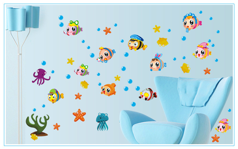 Marine Life under the Sea Wall Decal 