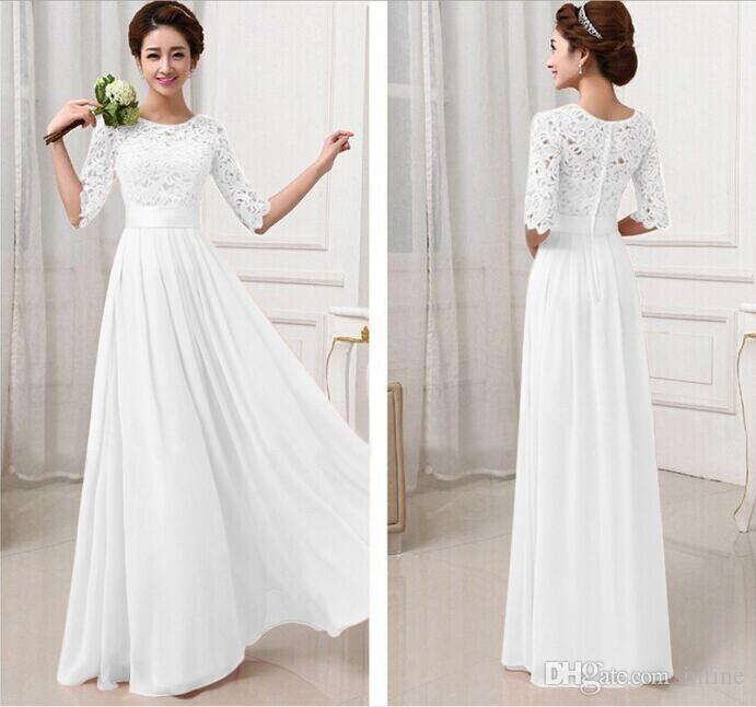 white chiffon dress with sleeves