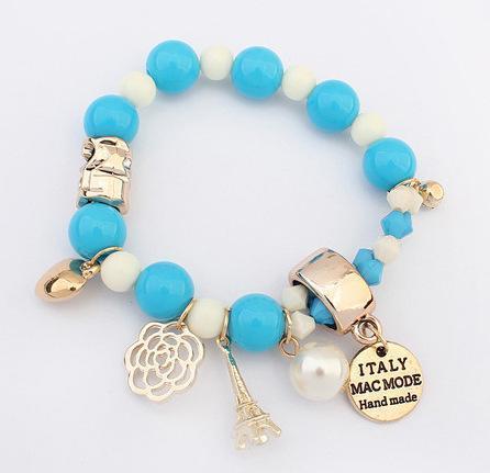 con mujeres Hombres Pulseras Brazaletes Cuentas Carta Torre Eiffel Corazón Italia Bijouterie