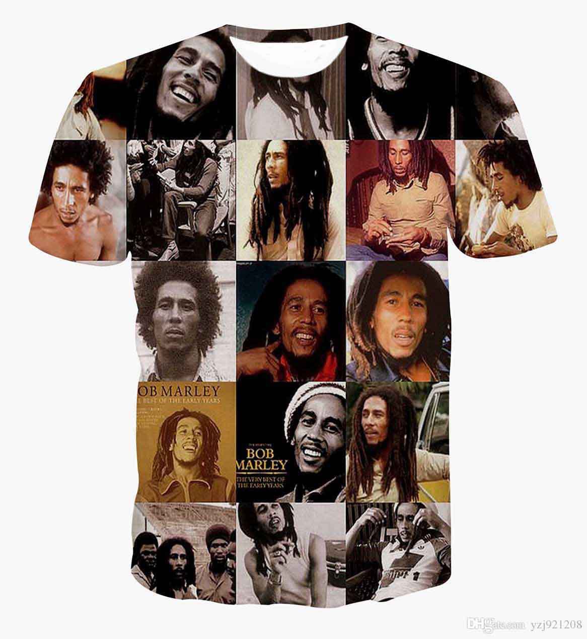 Hip Hop European Style Bob Marley T shirt Music men tshirt young boys girls  robin man short sleeve shirt us size m-xxxl free shipping