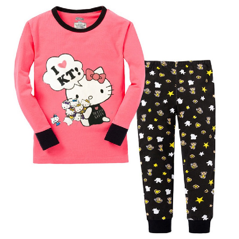 Leopard Pants Girls Jumpers Pajama Set Kitty Fashion Baby Girls Clothes ...