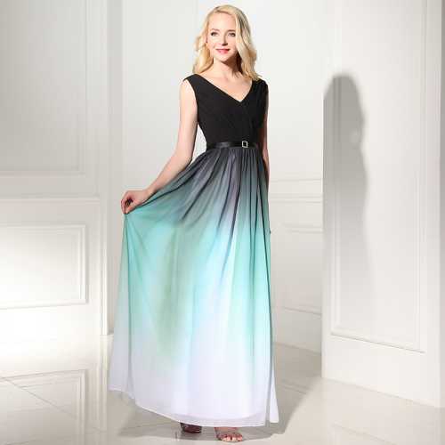 Elie Saab Ombre Chiffon Gradient Color Prom Dresses Cheap In Stock ...