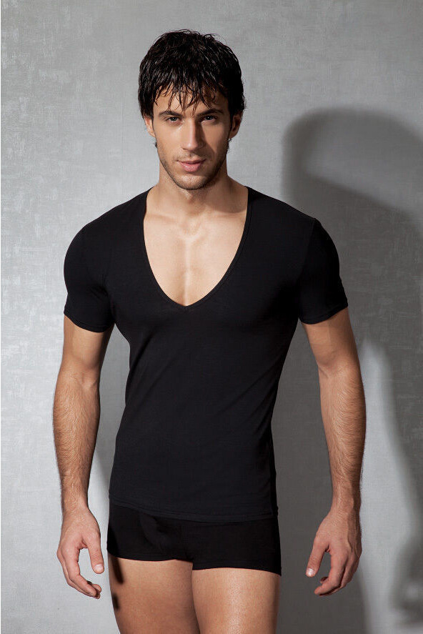 Hot Men's Summer Deep Vneck Short Sleeve Tightfitting Sports Tshirts