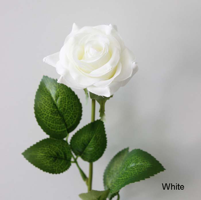 Big Blooming Real Touch Artificial White Roses White Silk Flowers For