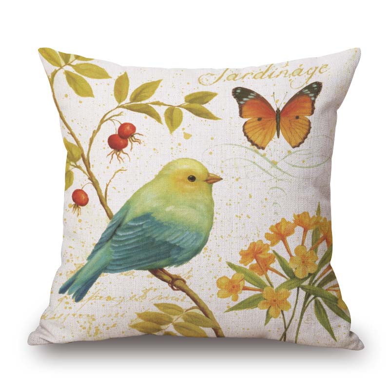 Parrot Birds Flower Cushion Covers Cherry Tree Butterfly Oil Painting ...