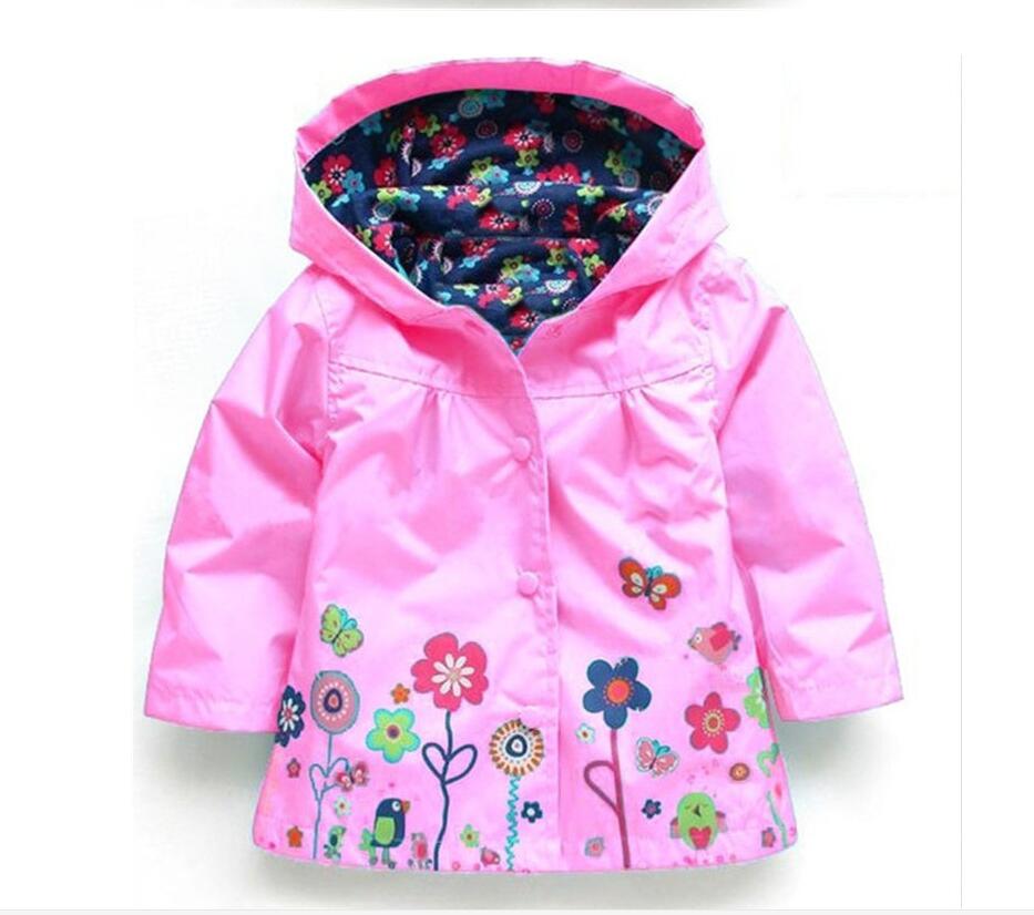 Girls Floral Rain Coat Girls Beautiful Flowers Windbreaker Jacket