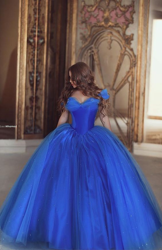 Hot Cinderella Blue Quinceanera Dresses Off Shoulder Short Sleeves Beaded  Ball Gown Corset Bodice Tulle Vestidos Quinceanera Prom Dresses
