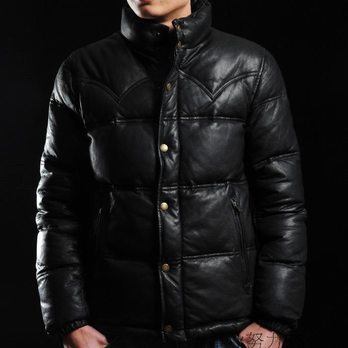 Japanese Genuine Leather Down Jackets Stand Collar Thick Sheepskin