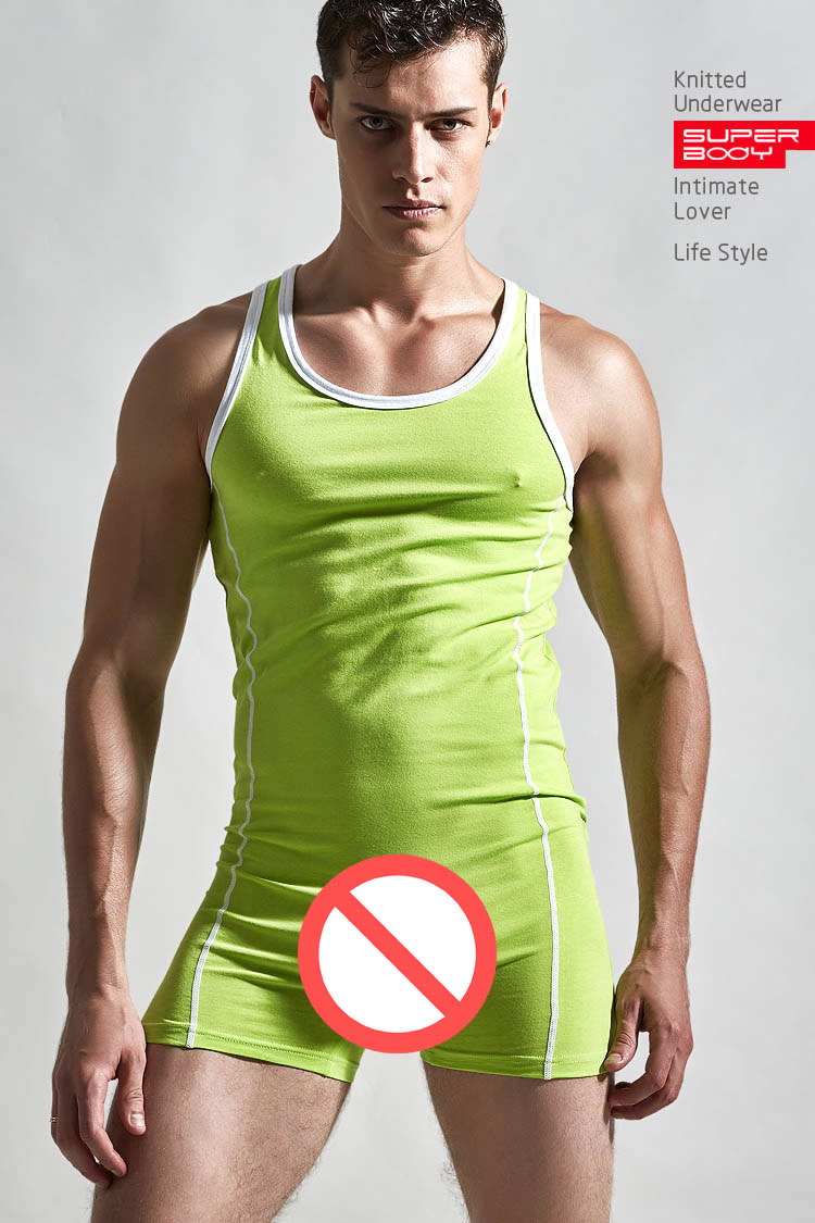 Superbody Sexy Undershirt Men Bodysuit Body Stocking Sexy Man Jumpsuit