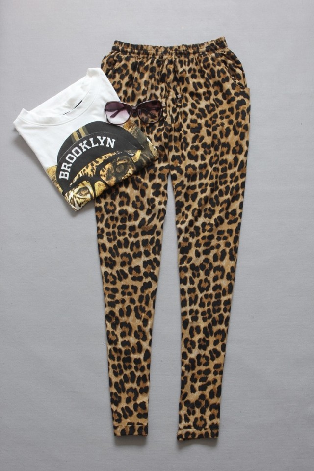 leopard bootcut pants