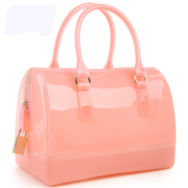 Brand F Wholesale Fashion Womon Jelly Clear Bucket Bag PVC Silicone Candy Shell Handbag Purse ...