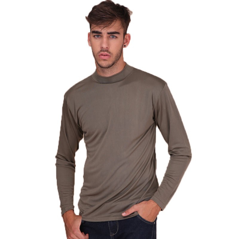 100 Pure Heavy Weight Silk Knit Mens Mock Turtleneck Comfy Top Solid