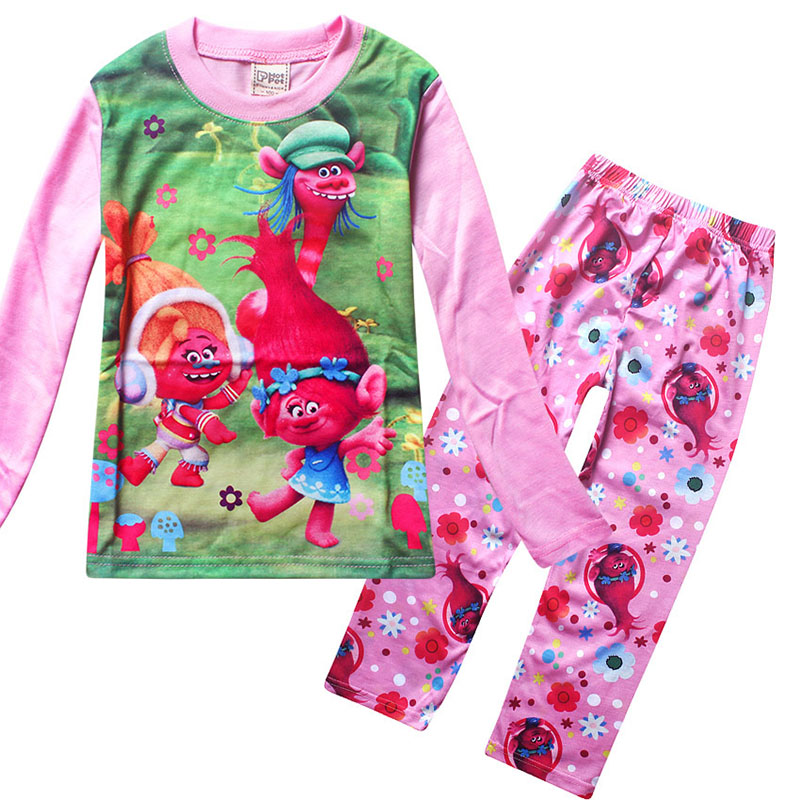 Christmas Trolls Poppy Branch Boy Girl Stripe Pajamas Sets Cotton