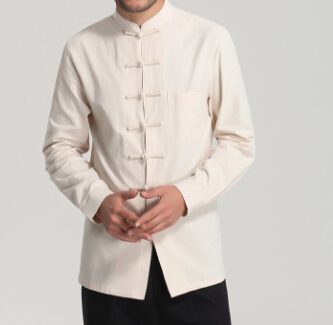 

White Men Cotton Linen Long Sleeve Shirt Classic Chinese Style Tang Clothing Size S M L XL XXL XXXL Hombre Camisa 3UN4, Black