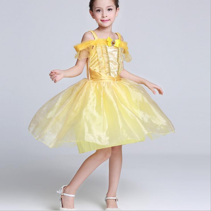 2017 Girls Princess Belle Dress Gorgeous Party Dress Kids Girls Tulle ...