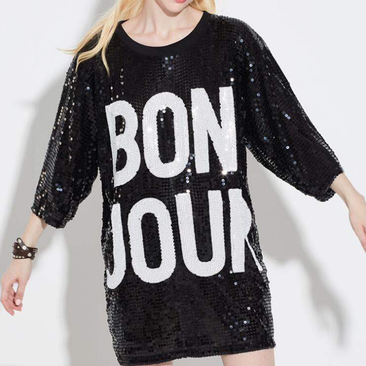 

Tops Section BON Long JOUR Women Of The Sleeves Round Sleeve Collar Coat Nightclub Stage Sequins Costumes Fashion Tees TNU3, Silver