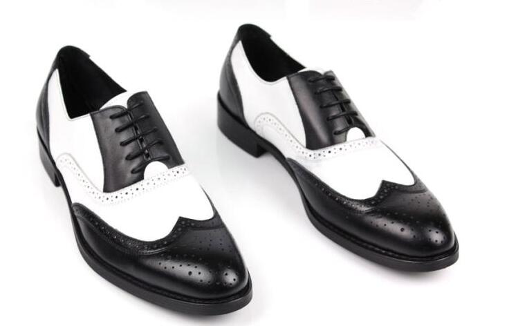 black and white wingtip oxfords