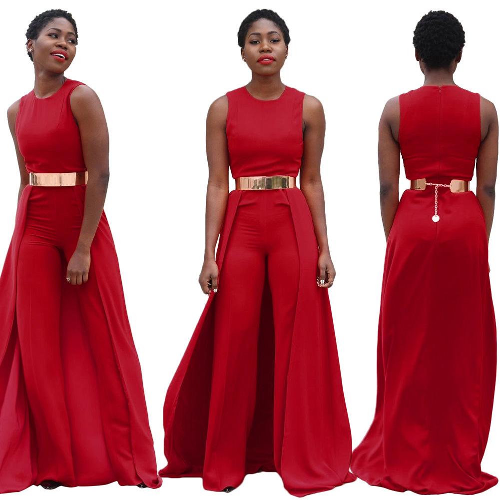 women's red jumpsuits