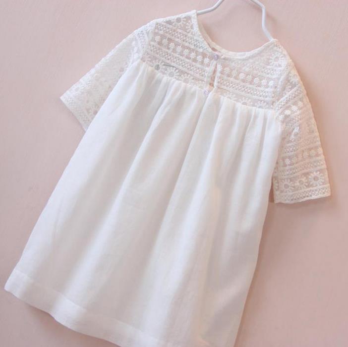 2020 2017 High Quality Baby Girls White Lace Dress Kids Summer Long Sleeve T Shirt Princess