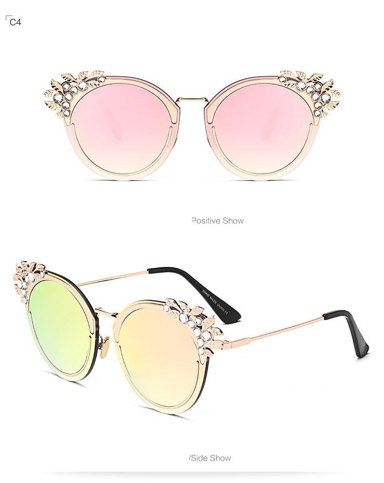 New Fashion Female Luxury Luxury Diamond Sunglasses Quality Real Film