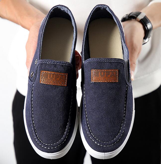 New Men Washed Denim Canvas Shoes Set Foot Pedal Shoes Lazy British