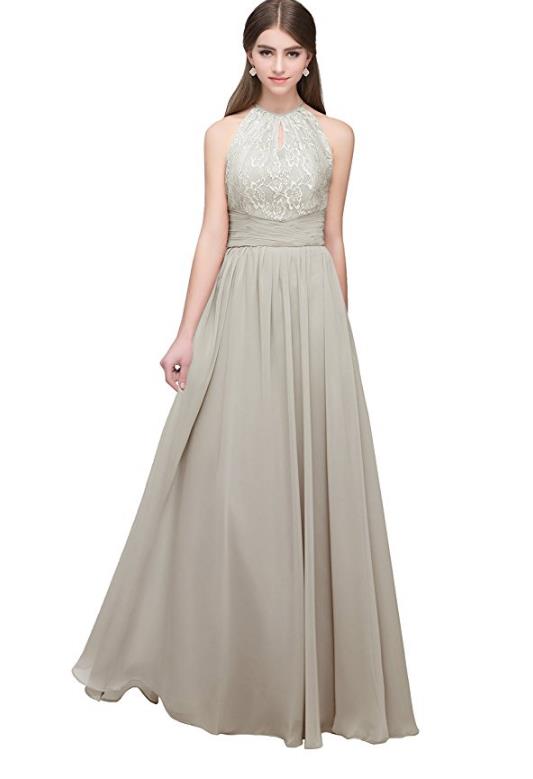 2022 Blush Pink Bridesmaid Dresses Long Country Style Halter Neck Lace ...