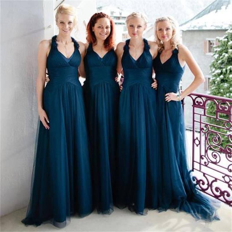 Dark Turquoise Long Tulle Country Bridesmaid Dresses High Quality Custom  Made Formal Maid Of Honor Gowns V Neck Empire Wedding Guest Dress From One  Stopos, $98.76 | DHgate.Com