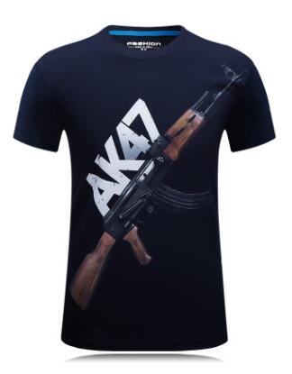 New Men/'s Stylish 3D Military Tool Gun Printed T-shirt Short Sleeve Summer Tees