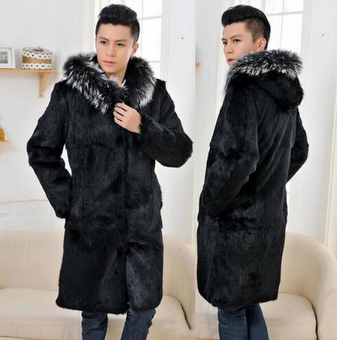 2020 Black Warm Long Faux Fur Coat Mens Leather Jacket Men Coats Single