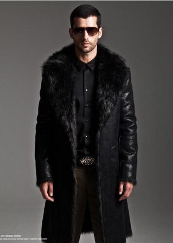 mens black coat with fur