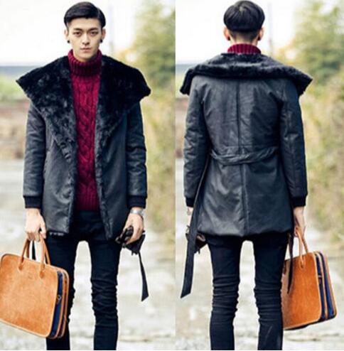 2021 Black Warm Faux Fur Coat Mens Leather Jacket Men Coats Villus