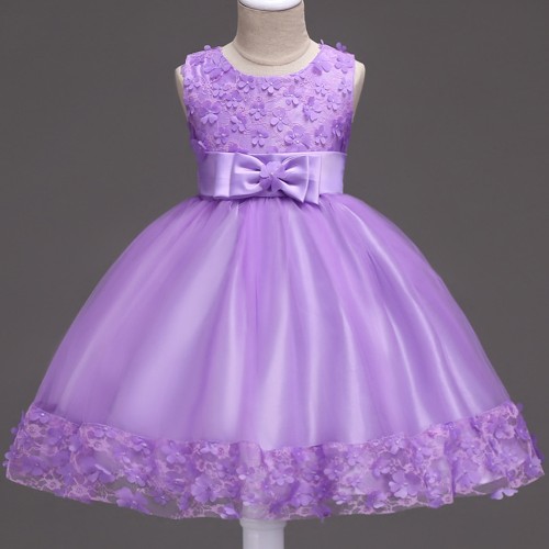2017 Lovely Pink Purple Ball Gown Flower Girl Dresses With Bow Sash ...