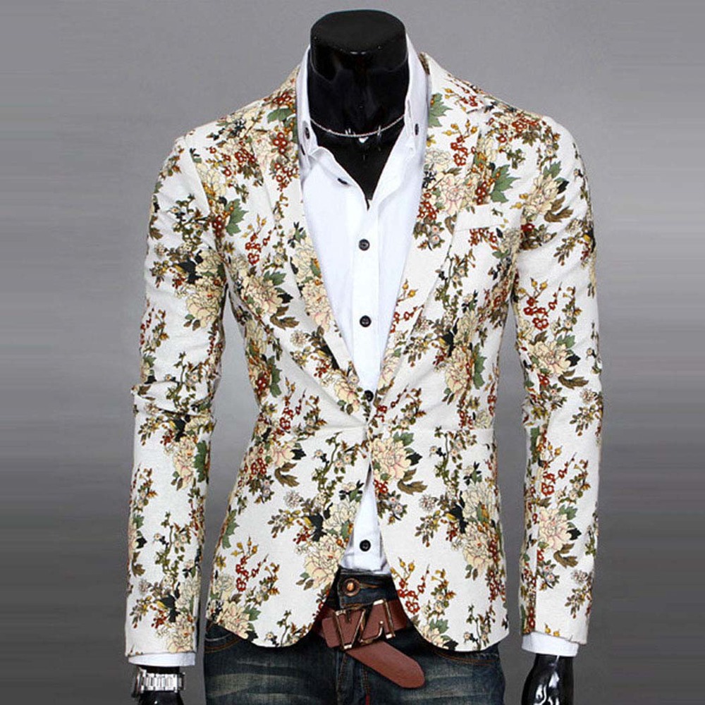 Wholesale Mens Floral Suit Blazer Jacket Coat Slim Fit Printed Flower ...