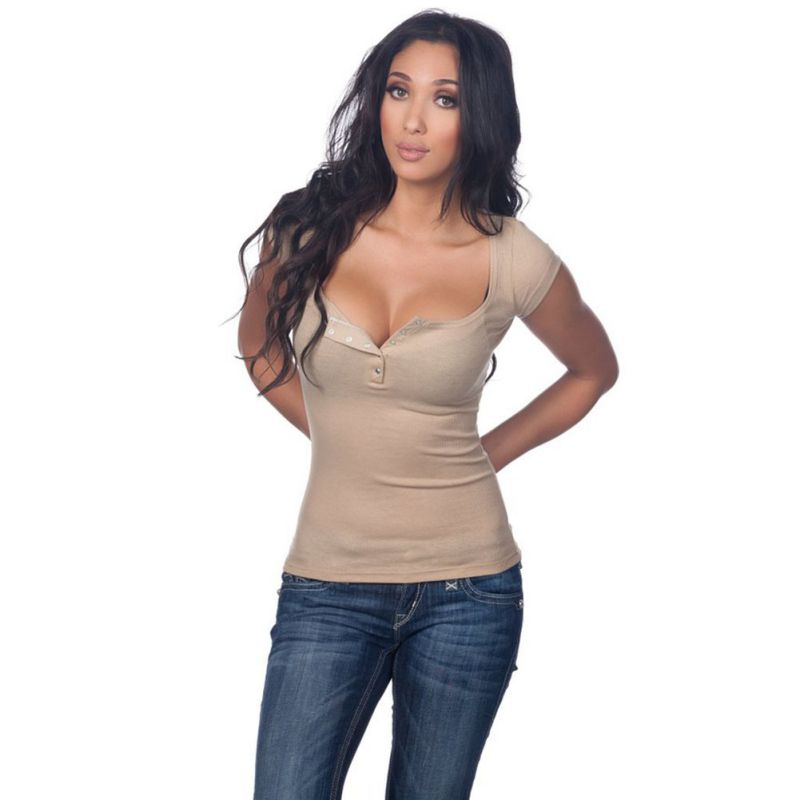 deep v neck womens tops