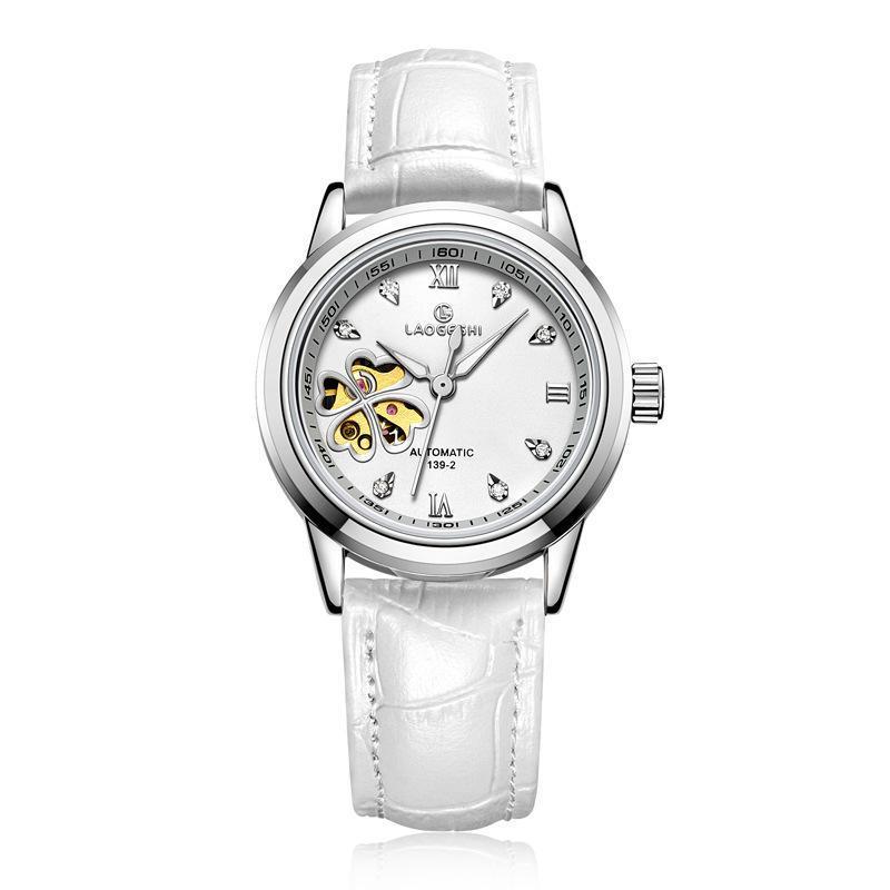 Women'S Automatic Mechanical Casual Watch Brand Watches White Red Dial