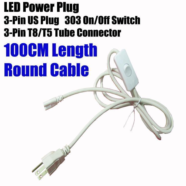 Round 100cm US Power cords with switch