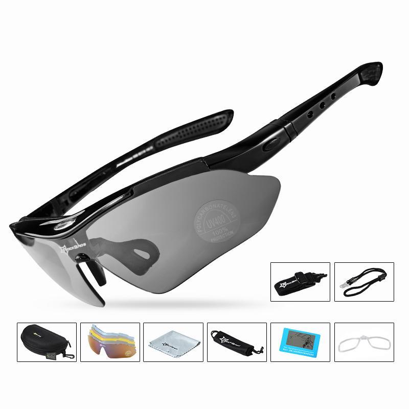2019 Polarized Cycling Glasses 5 Lens Clear Bike Glasses Eyewear UV400