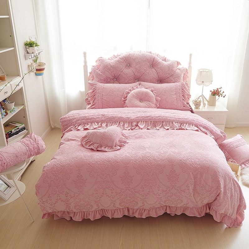 Thick Warm Velvet Duvet Cover Set King Queen 4 D Pink Princess