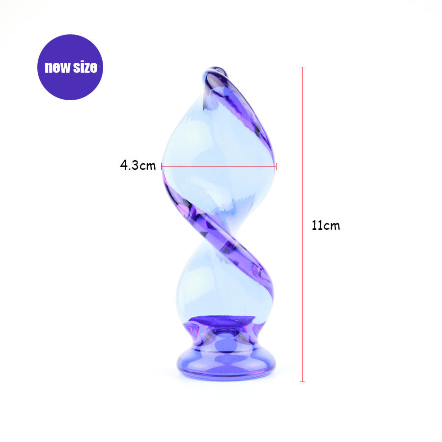 Фаллоимитатор Sexus Glass с синей спиралью, бесцветный, 17 см 912001 - Sexus Glass - Анальные стимуляторы - Купить
