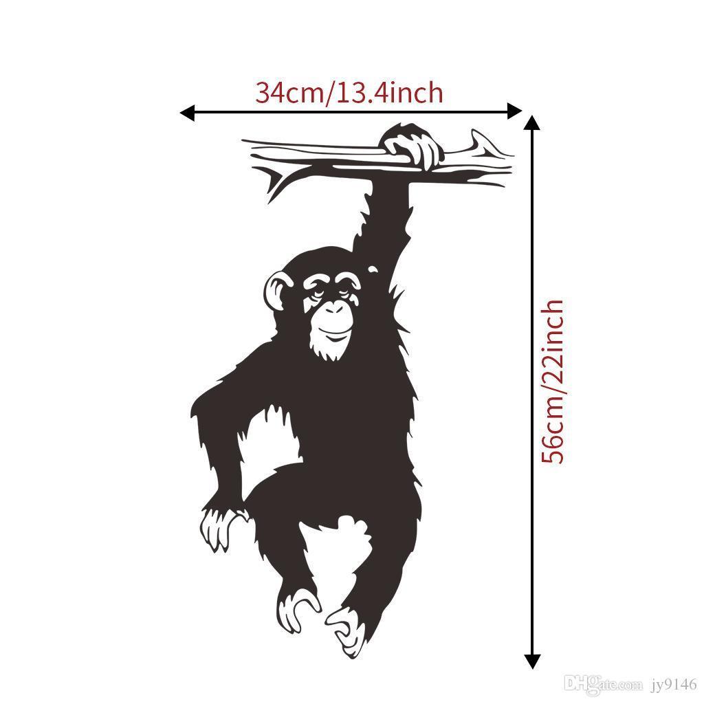 Black Gorillas In The Tree Wall Decals Vinyl Self Adhesive Cute Monkey