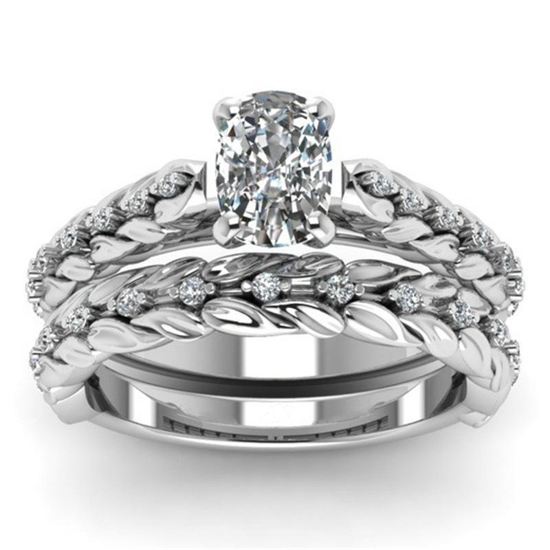 cNew Exquisite Fashion Jewelry Hot Sale Platinum Black Petal Diamond Zircon Ring