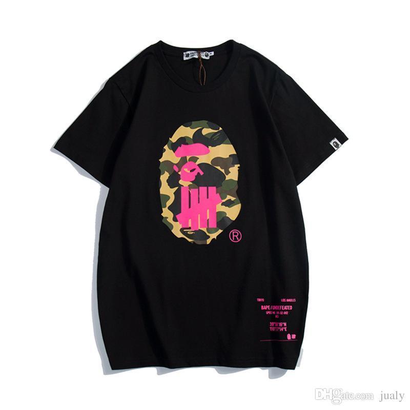 Men Popular BAPE Bathing Ape Head Printing Basic Tee Summer Short Sleeve T-shirt