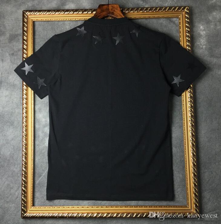mens black t shirt with white stars