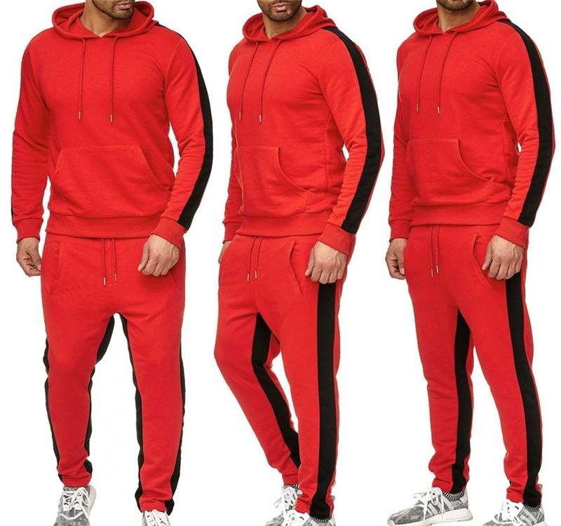 Hip Hop Designer Mens Tracksuits Solid Color Hooded Pullover Mens Suits ...