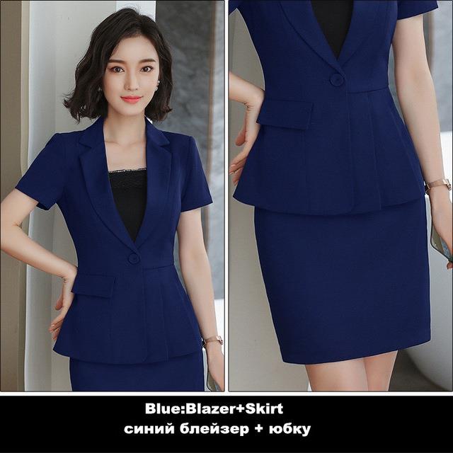 2021 Hot Women Business Suits Skirt Suits Short Sleeve Jacket +Skirt
