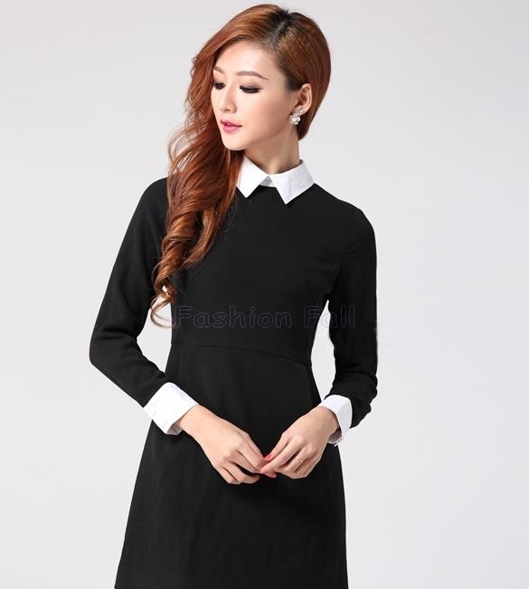 black dress white collar peter pan