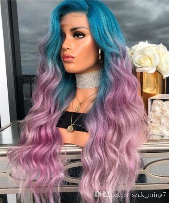European And American New Blue Gradient Purple Dyed Curls