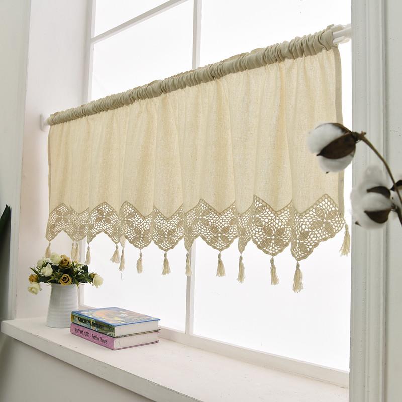 2019 Kitchen Curtain Handmade Embroidered Flower Cafe Curtain